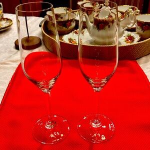 Set of 2 Riedel champagne flute 9” signed